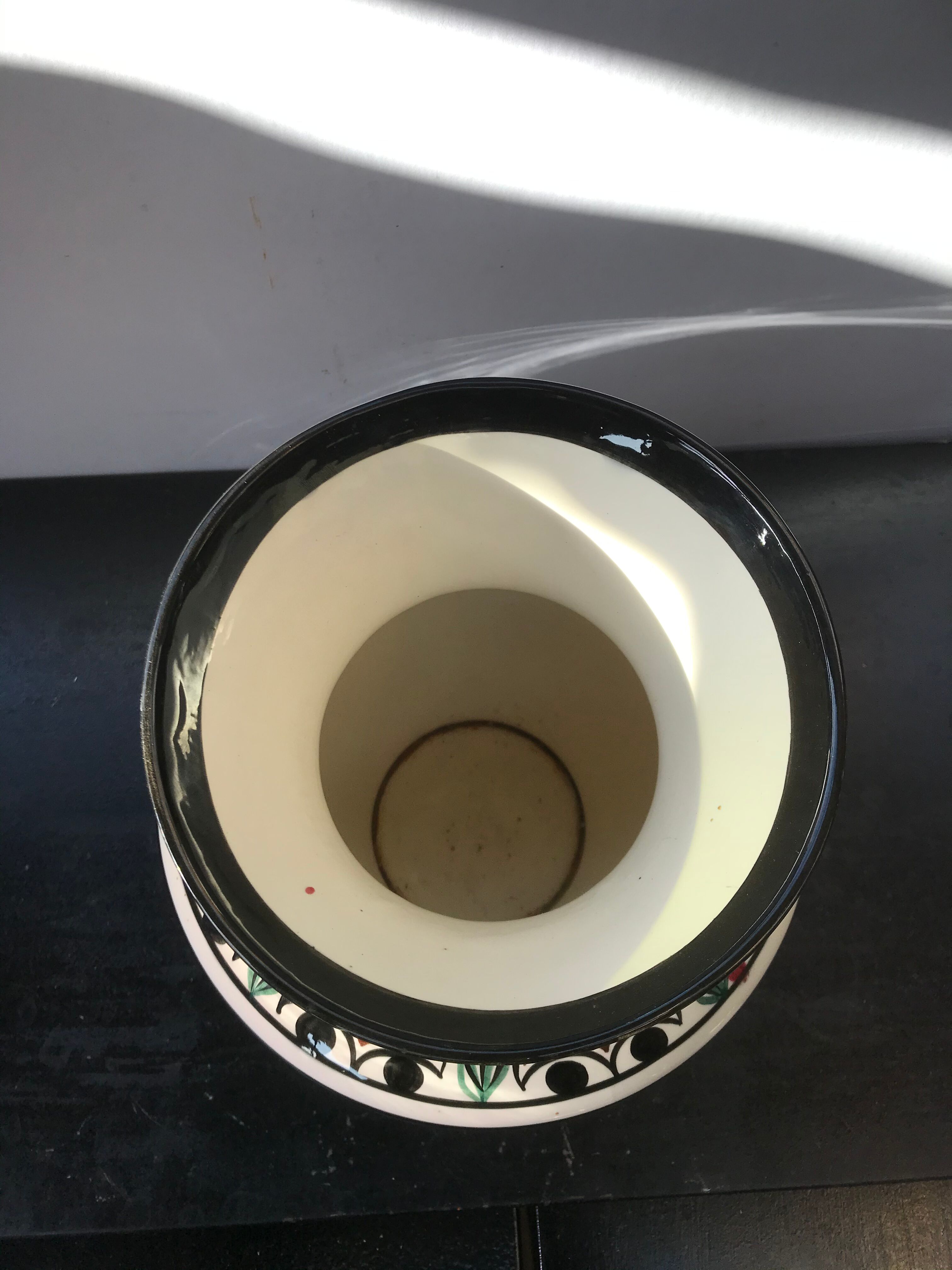 Ancient Vase QUIBERON Ceramics MERLE WHITE Painted Vintage Decor