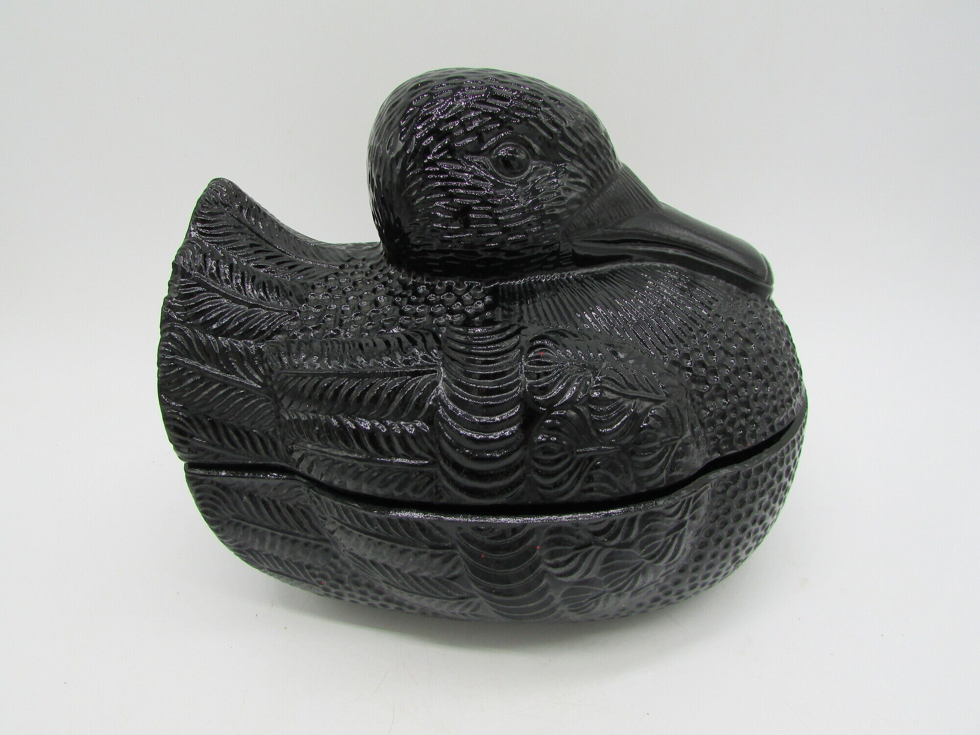 Duck candy box vintage molded glass