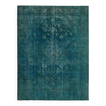 Tapis de laine turquoise noué à la main Vintage 1970s 298 cm x 390 cm Turquoise