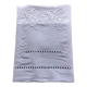 Antique sheet in white linen thread embroidered with the monogram CG+flowers+days with return-234x360cm