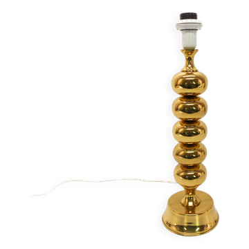 Scandinavian lamp base in gilded brass, ball model, Enco, circa 1960.