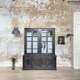 Display cabinet in patinated wood