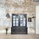Display cabinet in patinated wood
