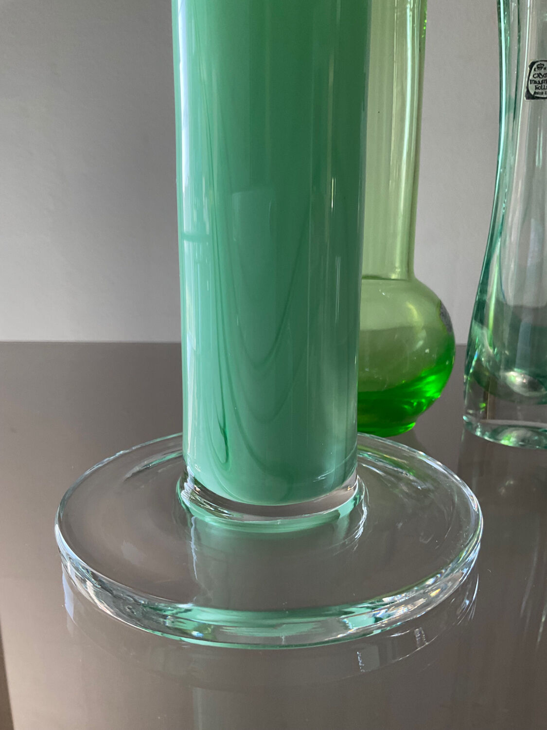 Trio of vintage vases in glass paste and crystal