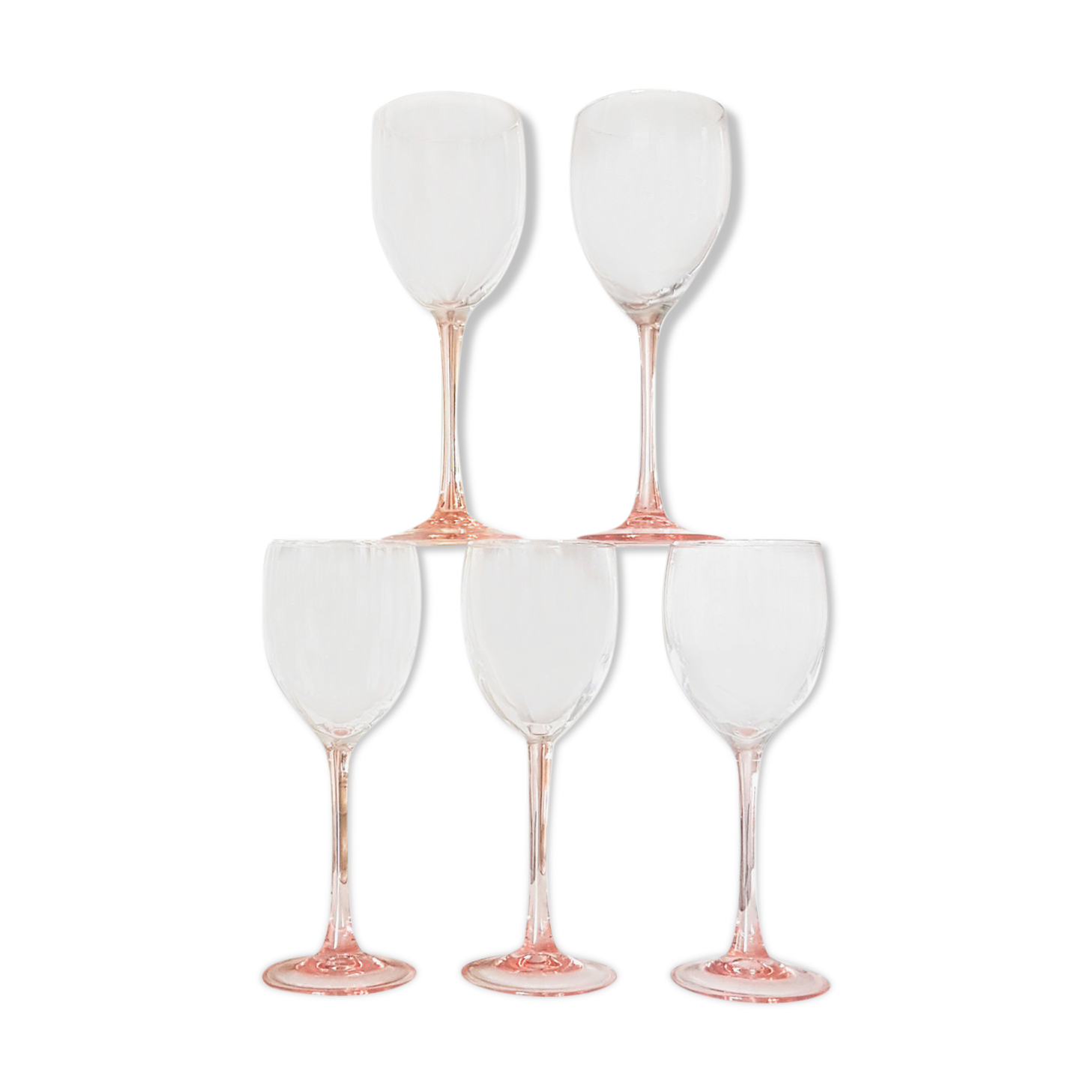 Lot of 6 cristal rose wine glasses from arques-durand