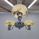 Chandelier Art Déco par Napako, chrome et verre marbré, années 1930