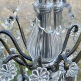 6-light chandelier in bronze and cut crystal, work early 20th century