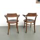 Paire de Fauteuils de Bureau Thonet – Hêtre Courbé & Assises Pyrogravées