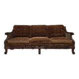 1930-35s, Danish 3-seater sofa, furniture velour, furniture mesh, ash wood.