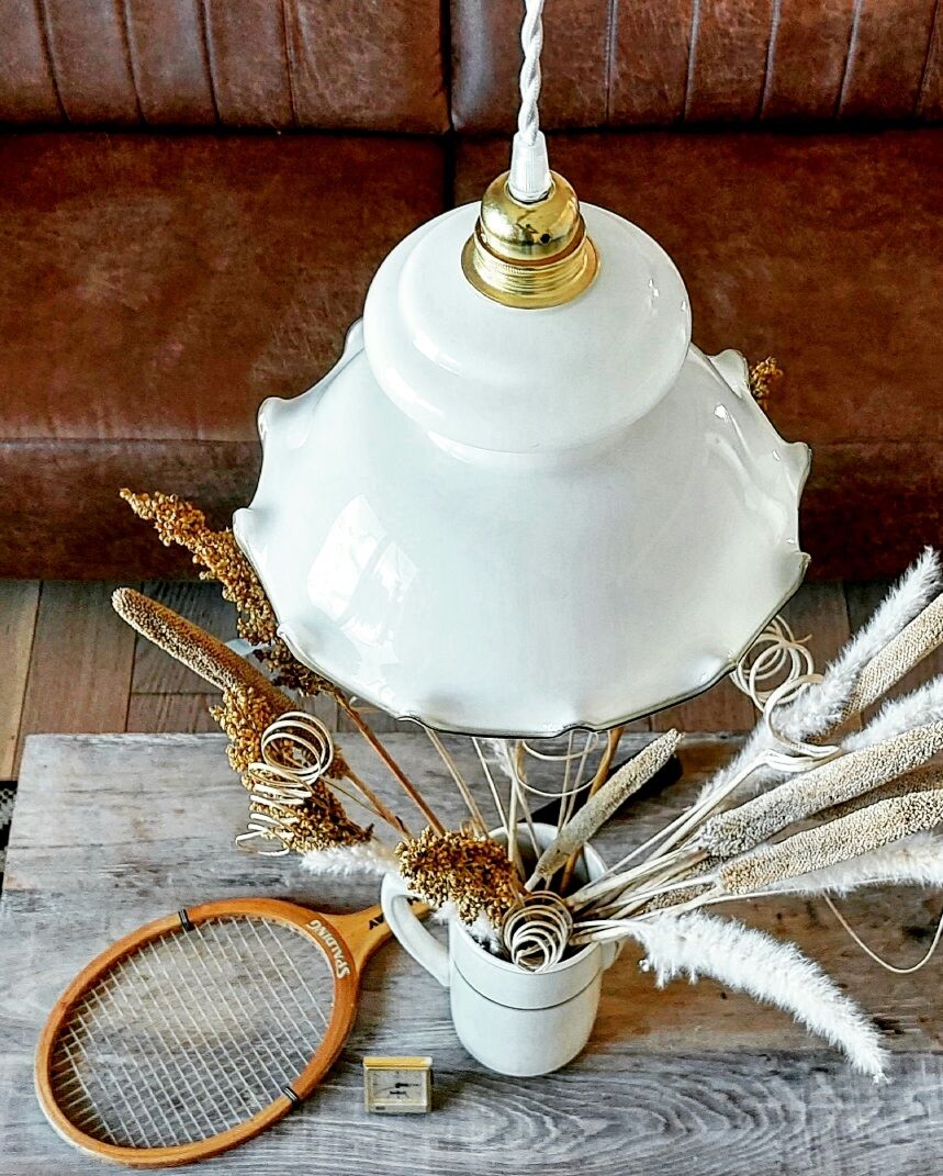 Vintage opaline pendant lamp