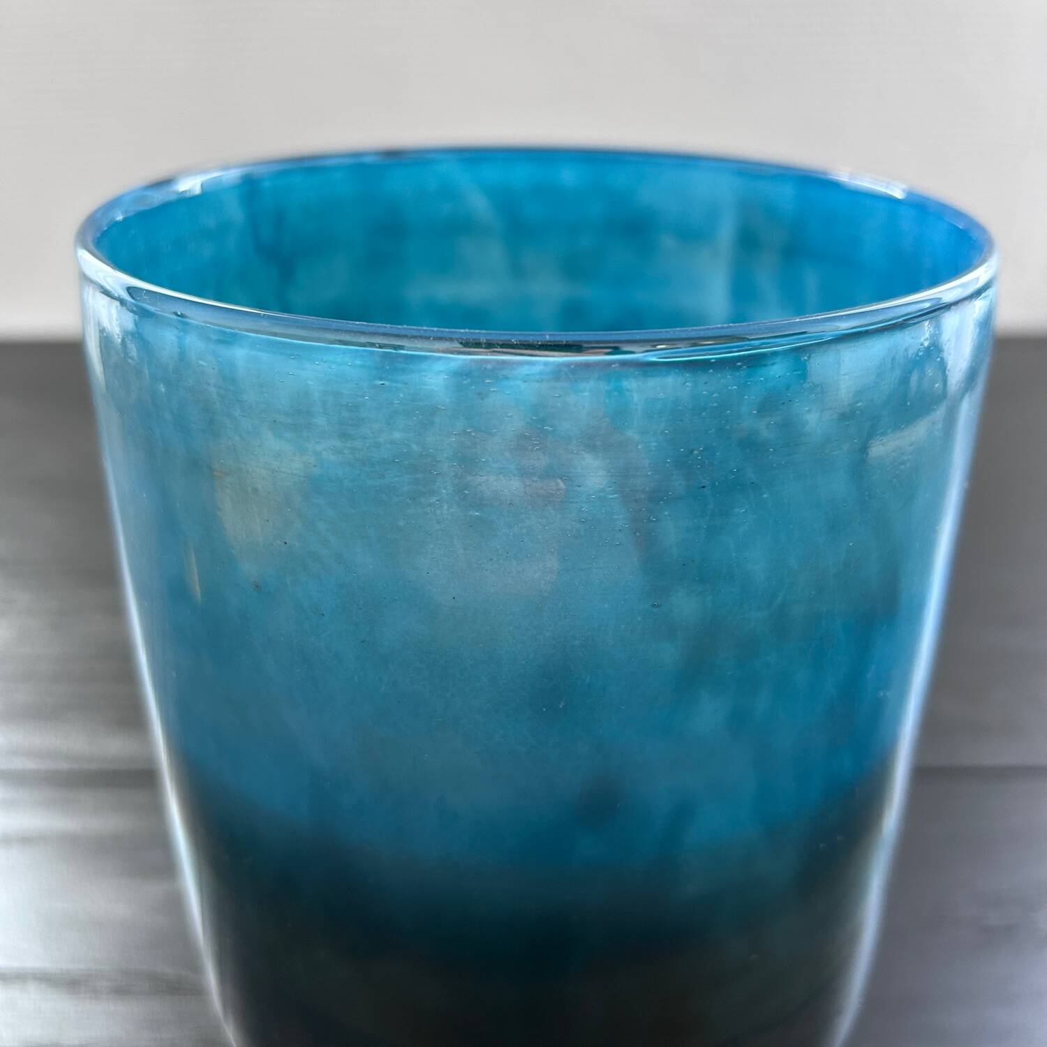 Blue glass and brass tealight holder