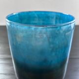 Photophore en verre bleu et laiton