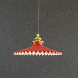 Pendant light in old glass painted red and white. New socket and cable.