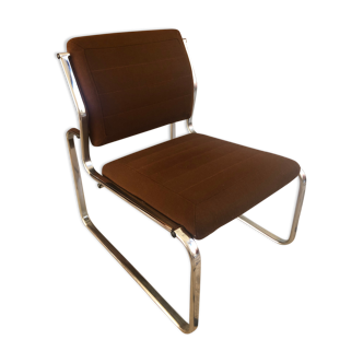 Vintage armchair in chrome and brown fabric year 1970