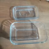 Butter dish molded glass cow