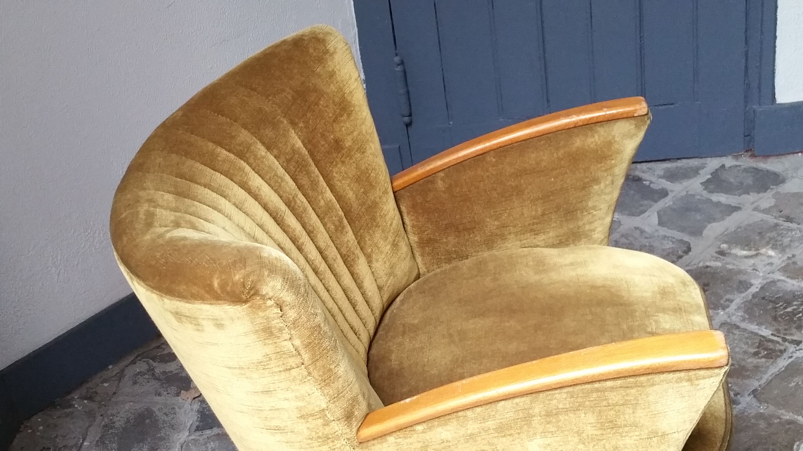 Armchair gold vintage 50-60s velvet