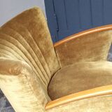 Armchair gold vintage 50-60s velvet