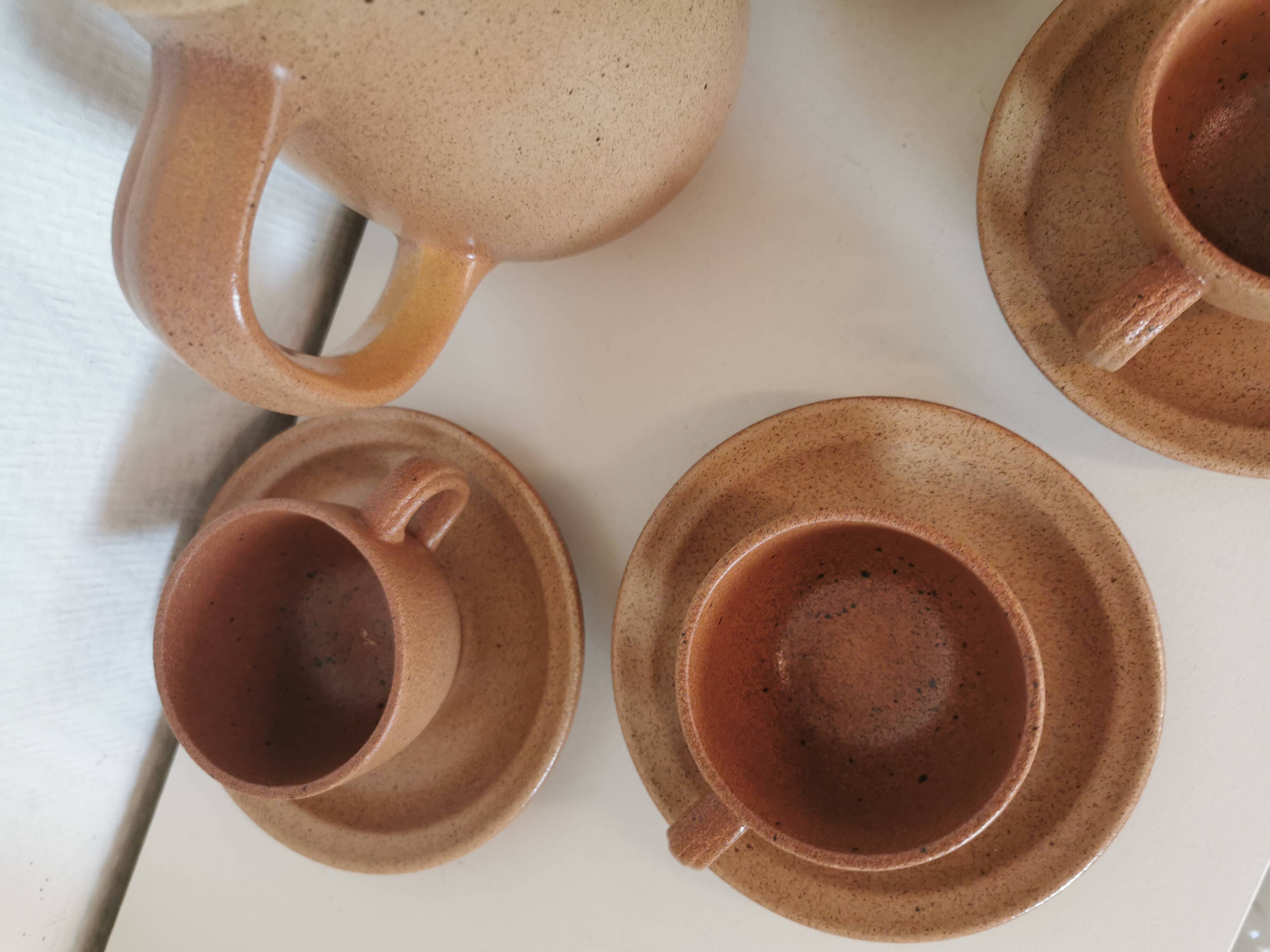 brown stoneware coffee set from the 70s