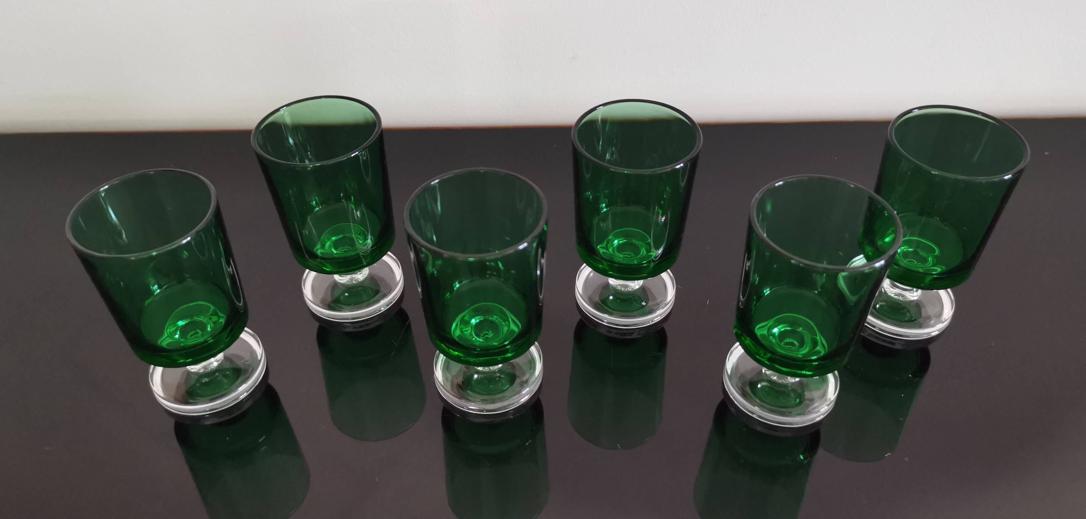 6 verres apéritif Luminarc Cavalier couleur vert bouteille
