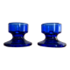 Pair of cobalt blue molded glass candle holders
