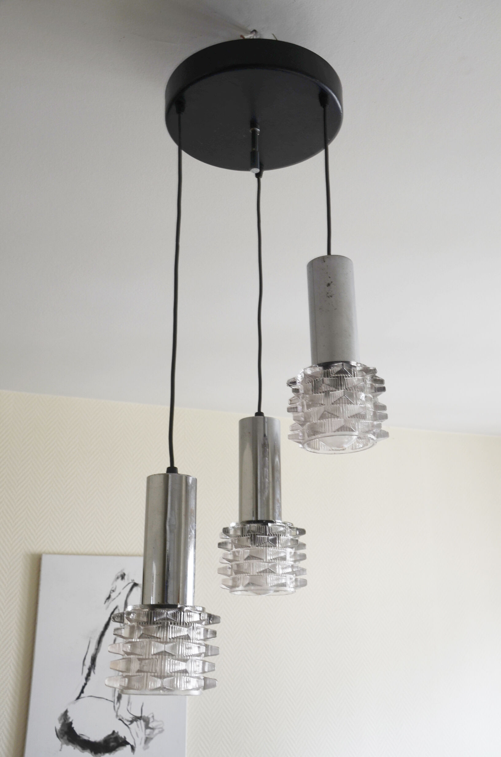Suspension cascade Raak Amsterdam glass metal years 70