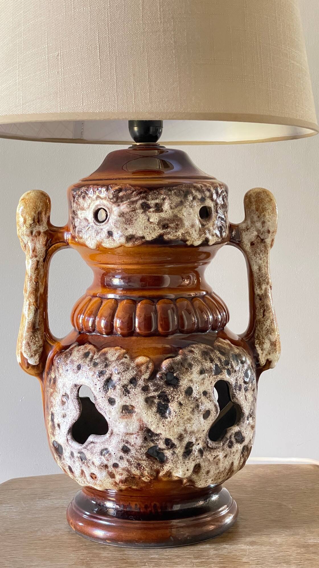Lamp ceramic fat lava double lighting 70s