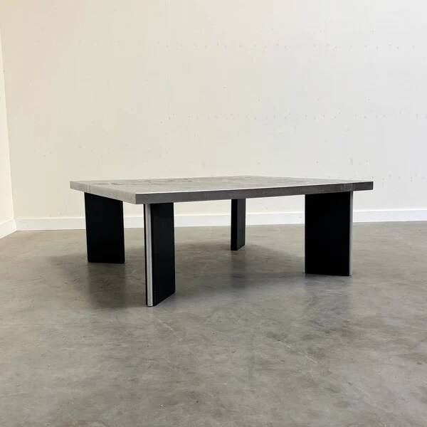 Heinz Lilienthal etched stainless steel coffee table, 1970s