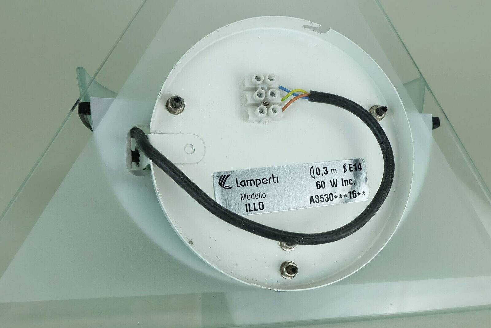 Pair of italian 1980s sconces wall lamps lamperti model illo etched glass and metal