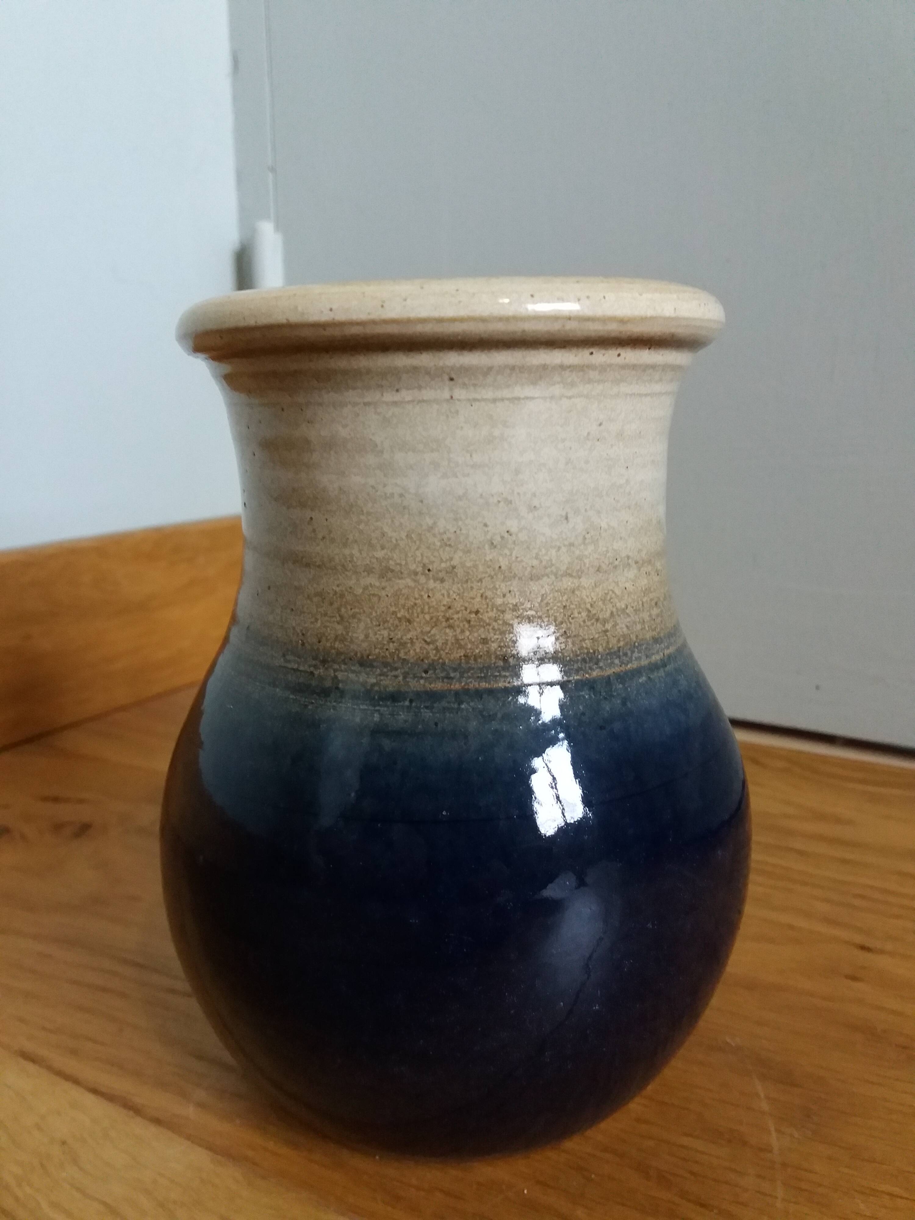 Handcrafted stoneware vase signed Eric Pepin