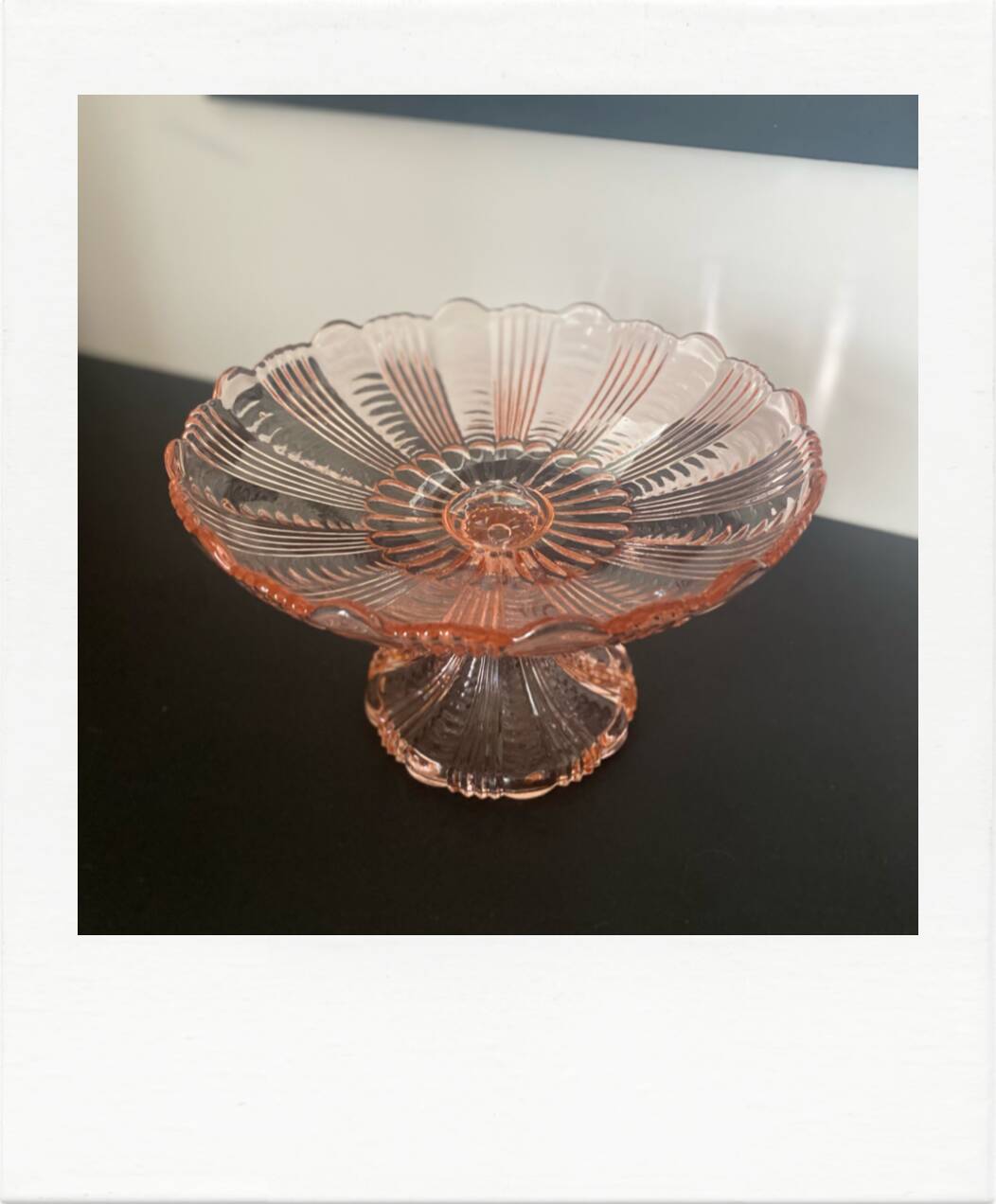 Pink glass compote bowl