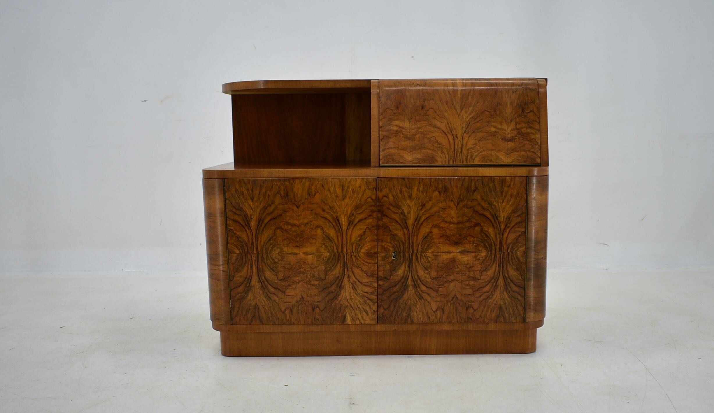 Art Deco cabinet from 1940 made of walnut for UP Závody, Czechoslovakia.