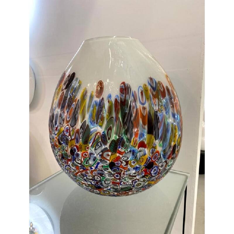 Contemporary murrine murano glass style with multicolored vase