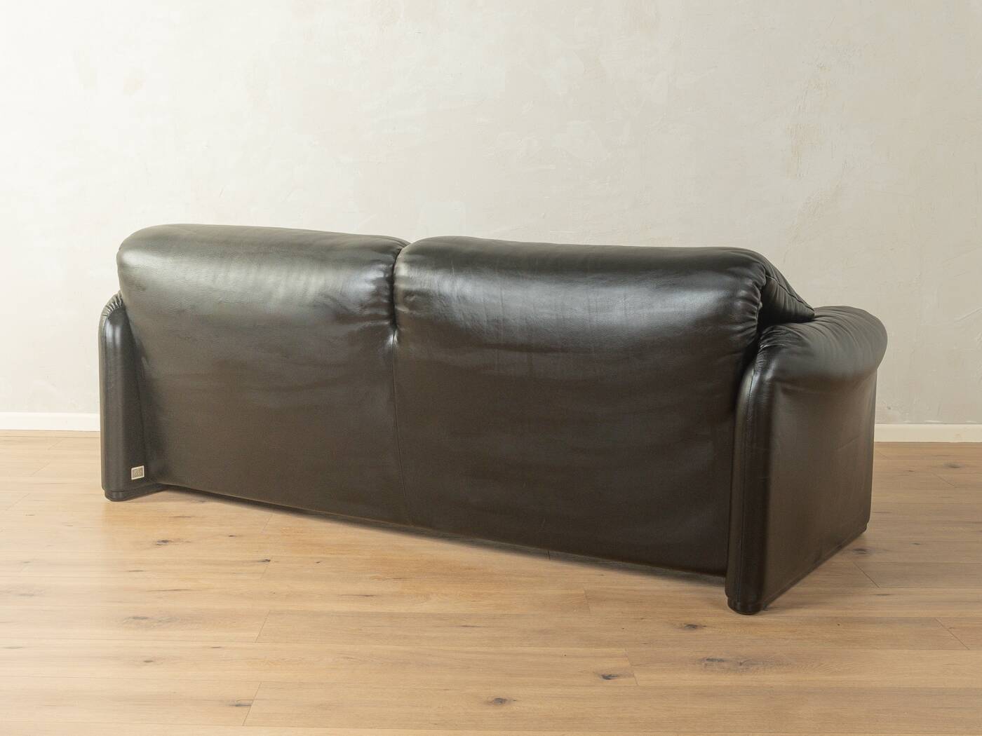 Canapé Maralunga de Vico Magistretti pour Cassina, années 1970, cuir noir d'origine