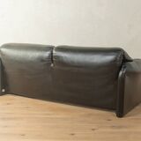 Canapé Maralunga de Vico Magistretti pour Cassina, années 1970, cuir noir d'origine