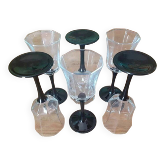 6 Luminarc Arcoroc Octagonal Vintage Wine Glasses