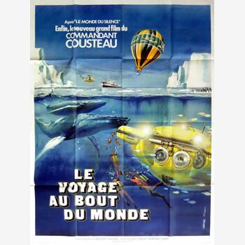 Poster movie original 1975.Voyage at the end of the world, Cousteau