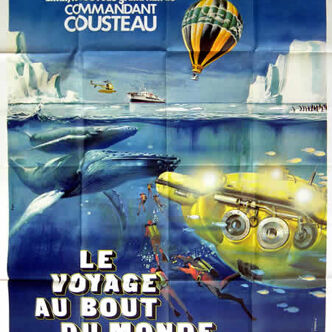 Poster movie original 1975.Voyage at the end of the world, Cousteau