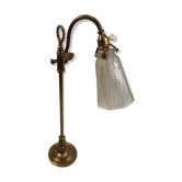 Lampe art deco de bureau en bronze avec tulipe signé "schneider"