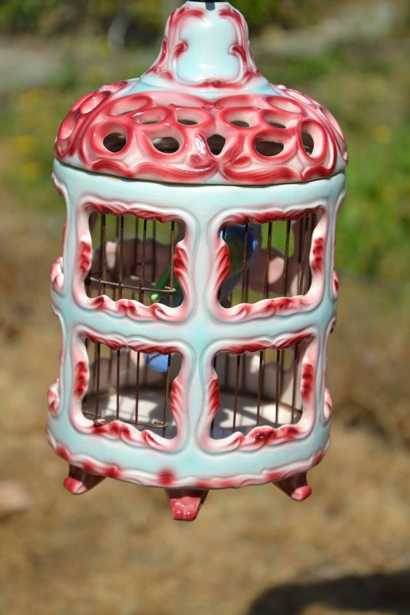 Antique Italian ceramic birdcage