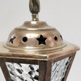 Lantern lamp brass and glass early XXth century