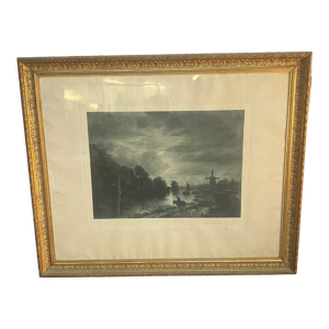 Gravure fecit 1904 dans cadre doré