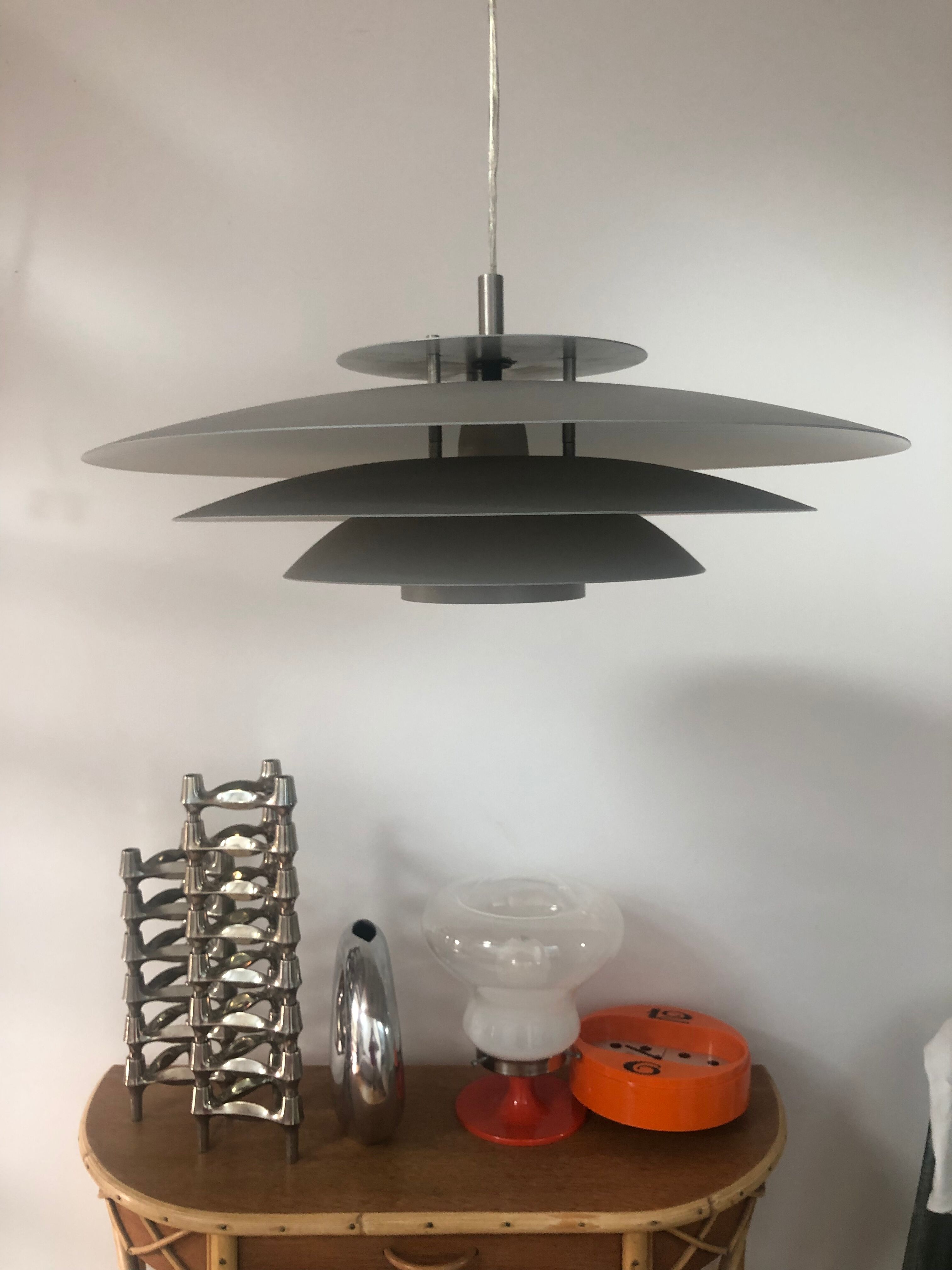 Large Scandinavian pendant lamp (50cm) / Silver matte
