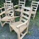 6 solid oak chairs - straw seats
