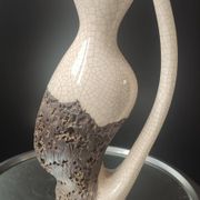 Vase Pichet "Forme Libre" Raku et Bois vermoulu (1960/70)