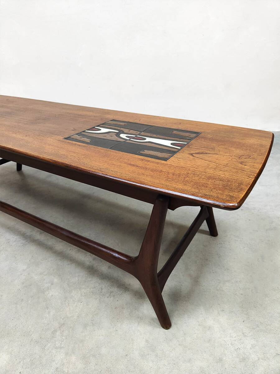 Vintage Dutch design Ravelli tile & teak coffee table Louis van Teeffel