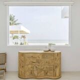 Commode « feuilles » en rotin