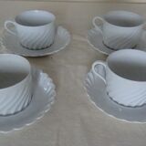 4 cups with saucer Limoges Haviland white torso