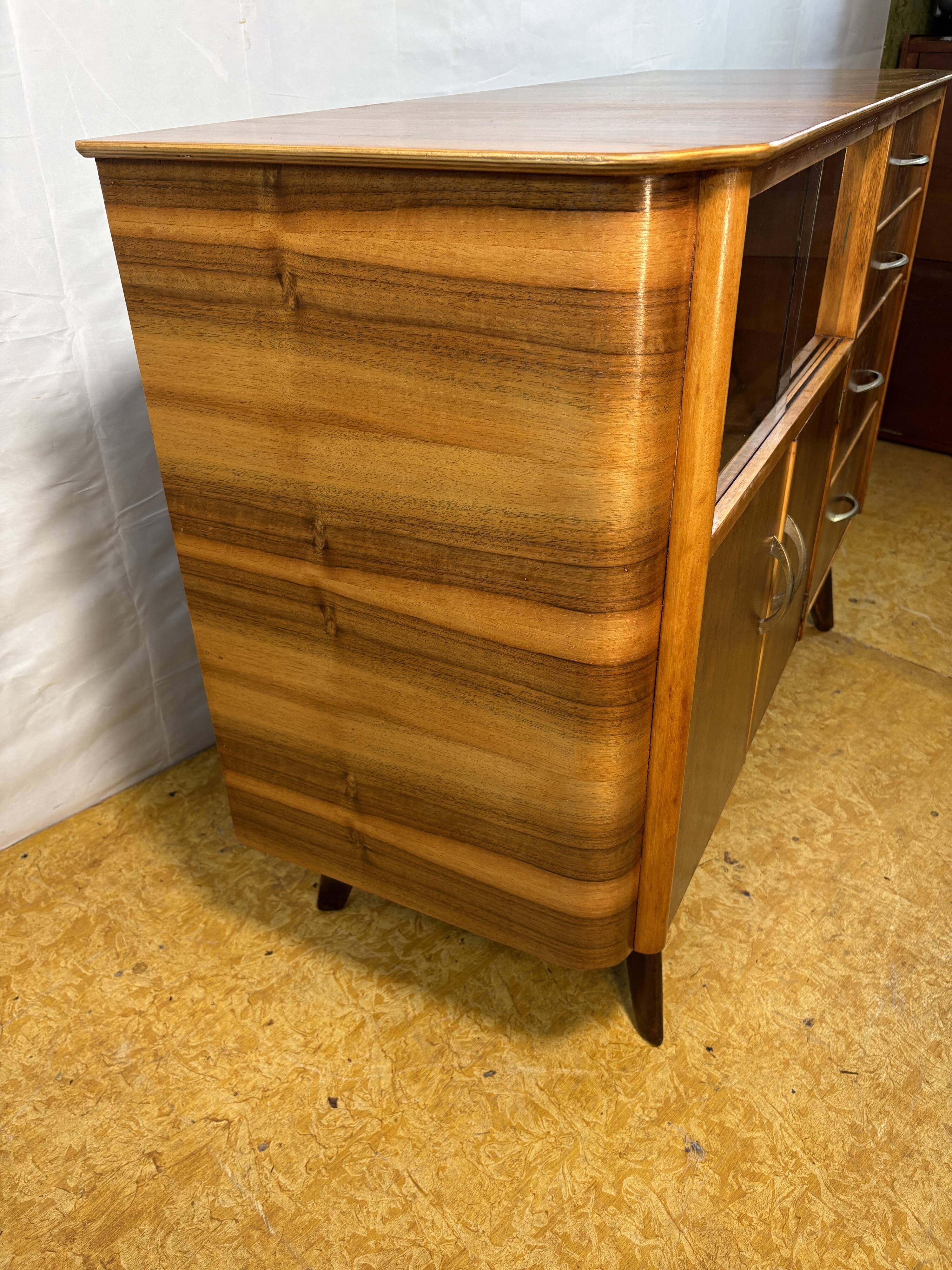 Mid-Century Modern Walnut Sideboard Cocktail Cabinet by František Jirák1960