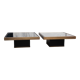 Pair of coffee tables brass black glass