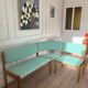 Vintage pine corner bench dining area